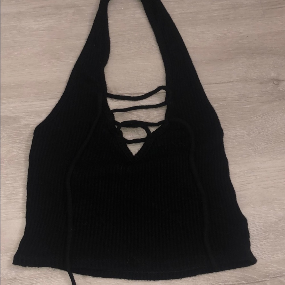 Black Halter Cropped Top